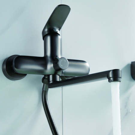 Смеситель для ванны Shevanik S8502T, оружейная сталь