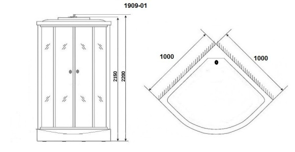 Душевая кабина Niagara Ultra NG-1909-01 (100х100х220) высокий поддон(48см),черный,стекло тонированное,4 места
