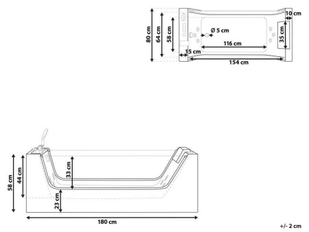 Ванна C-453A акриловая гидромассажная Ceruttispa (1800x800x580)