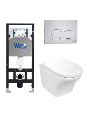 Унитаз с инсталляцией WeltWasser AMBERG 506 + ODENBACH 004 GL-WT + AMBERG RD-MT CR