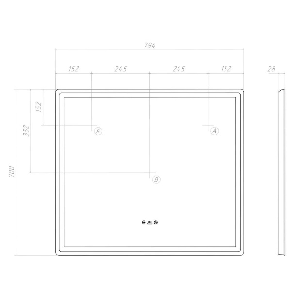Зеркало VIGO Geometry Step 800