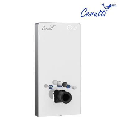 Модуль - инсталляция G111W из белого стекла Ceruttispa, приставная, для подвесных унитазов