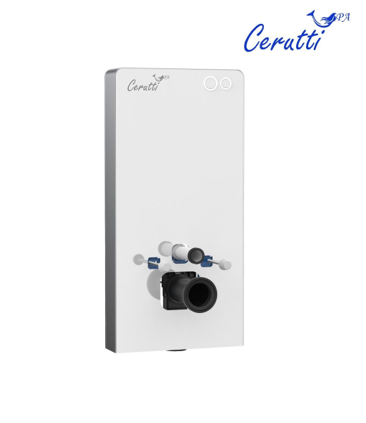 Модуль - инсталляция G111W из белого стекла Ceruttispa, приставная, для подвесных унитазов