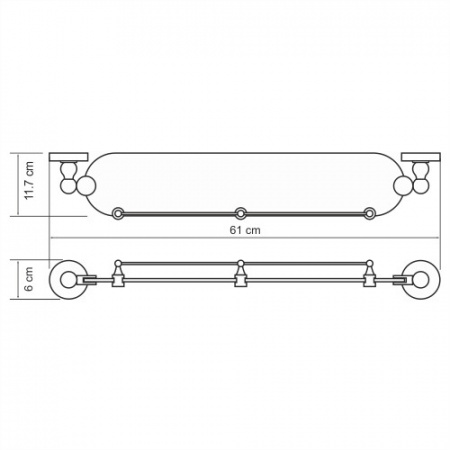 Полка стеклянная с бортиком WasserKRAFT Diemel K-2244