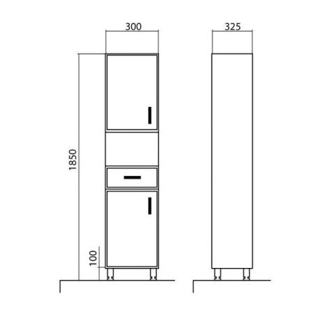 Шкаф-пенал Аква Родос ДЕКОР 30 R правый ОР0000564 без корзины для белья