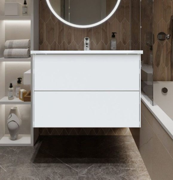 Тумба подвесная Toppus Silk 80 9811.002, белый матовый, с умывальником Premier