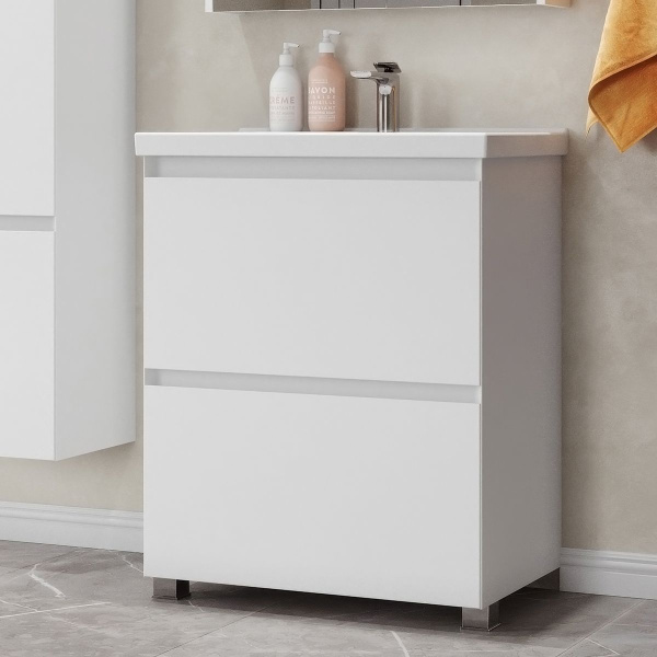 Тумба под умывальник Belux Киото напольная 80, белый глянцевый