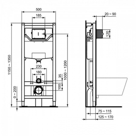 Комплект инсталляции и унитаза Ideal Standard Connect AquaBlade E211601