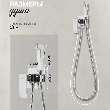 Смеситель встраиваемый с гигиеническим душем Hansberge H3077 Хром