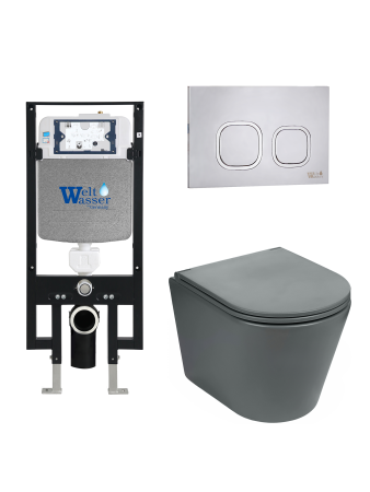 Комплект инсталляции с унитазом Weltwasser AMBERG 497 + SALZBACH 043 MT-GR + AMBERG RD-MT CR