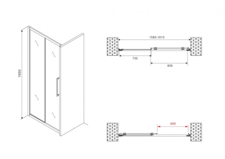 Душевая дверь ABBER Schwarzer Diamant AG30160BH