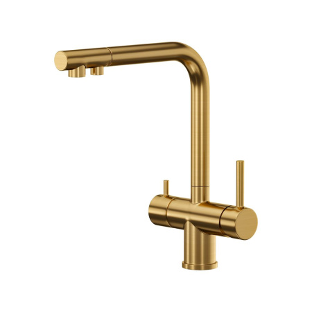 Смеситель Reflexion Lago RX9903GD для кухни с подключением к фильтру, брашированное золото