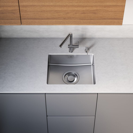 Кухонная мойка FRANKE 122.0694.477 из нержавеющей стали MQX 110-50 (в комплекте большой 7-дюймовый набор для сбора отходов с корзиной, сифон, декоративная накладка)