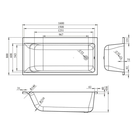 Акриловая ванна Lavinia Boho Catani 160х80 R 3712160R