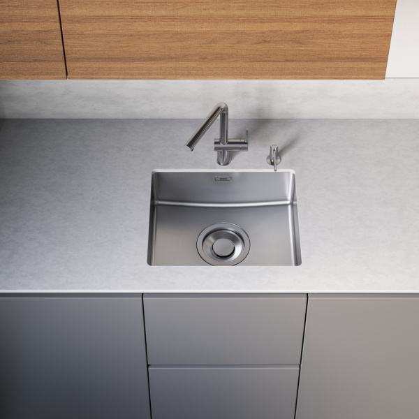 Кухонная мойка FRANKE 122.0694.477 из нержавеющей стали MQX 110-50 (в комплекте большой 7-дюймовый набор для сбора отходов с корзиной, сифон, декоративная накладка)