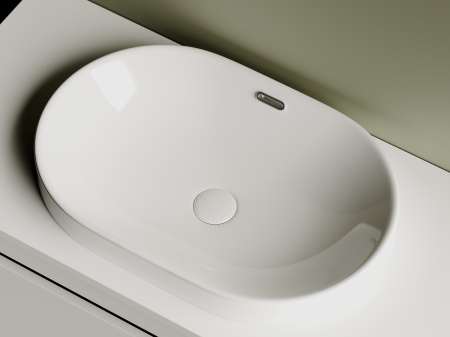 Умывальник овальный встраиваемый сверху в столешницу Ceramicanova Element 600*400*195мм, Белый, CN5020