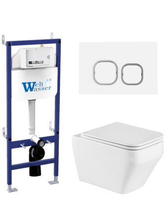 Комплект инсталляции с унитазом Weltwasser BAMBERG 460 + HOFBACH 041 GL-WT + BAMBERG WT
