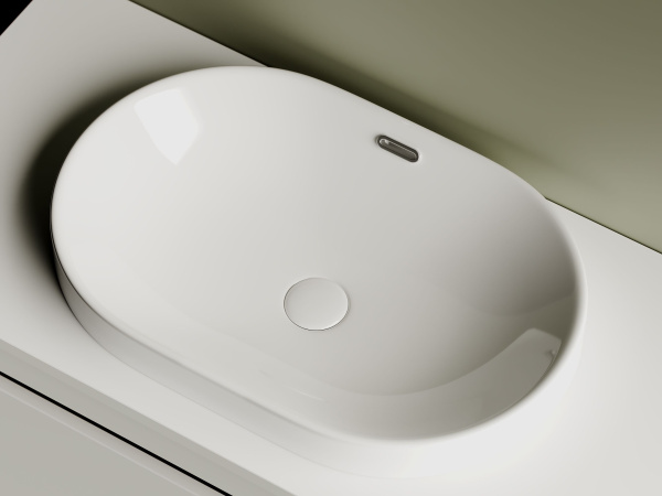 Умывальник овальный встраиваемый сверху в столешницу Ceramicanova Element 600*400*195мм, Белый, CN5020