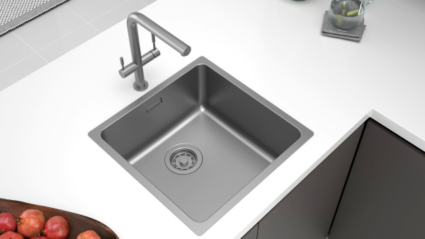 Мойка Paulmark YUNI 44 UNI YU44-GM 440х440х200 мм, нержавеющая сталь, воронёная сталь