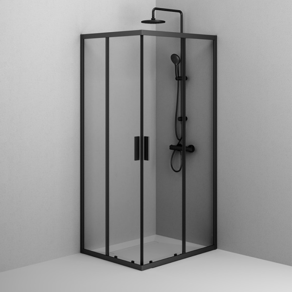 W93G-404-100280-BT Gem S Душевое ограждение AM.PM 100х80 прям.,стекло прозрачное, профиль черный мат.,без поддона