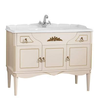 Тумба под умывальник Belux Верди напольная 105-02 Слоновая кость с золотой патиной