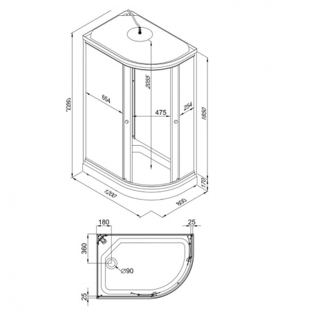 Душевая кабина Triton Коралл А3 ДН4 120х80 левая, поддон низкий, стекло мозаика
