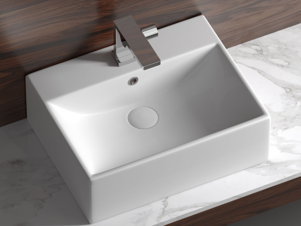 Умывальник чаша накладная прямоугольная Ceramicanova Element 500*410*160мм, Белый, CN6040