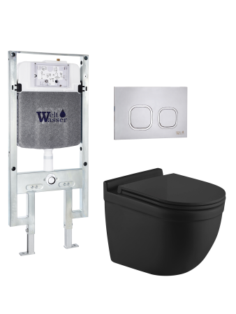 Комплект инсталляции с унитазом Weltwasser AMBERG 497 ST + HEIMBACH 043 MT-BL + AMBERG RD-MT CR