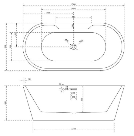 Акриловая ванна ABBER AB9299-1.7 белая