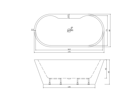 Акриловая ванна Cerutti SPAMARTIGIANO W  отдельностоящая  170x80x60