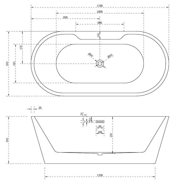 Акриловая ванна ABBER AB9299-1.7 белая