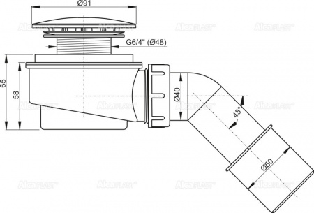 Сифон для душевого поддонa AlcaPlast A471CR-60