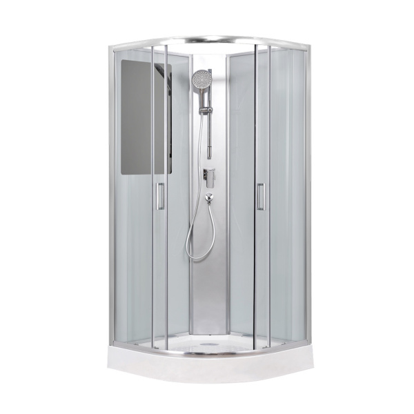 Душевая кабина AQUABATH ATLAS AB-1000A (четверть круга, 90x90, хром, с поддоном, сифоном, без крыши)