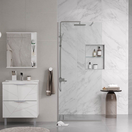 Душевая перегородка, ограждение Reflexion RX20090CCR-18 Walk in 200x90см, прозрачное закаленное стекло 8мм, хромированный профиль