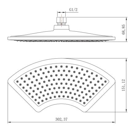 Лейка Lemark LM8044C для верхнего душа, 1-функциональная