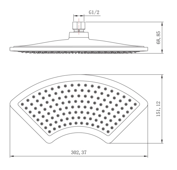 Лейка Lemark LM8044C для верхнего душа, 1-функциональная