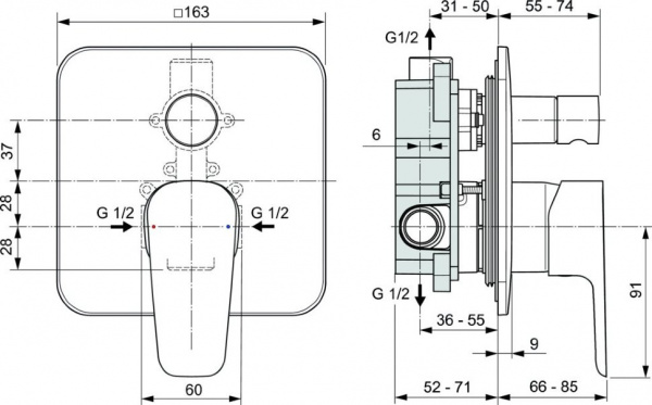 Смеситель для ванны с душем Ideal Standard Cerafine Model D A7189AA