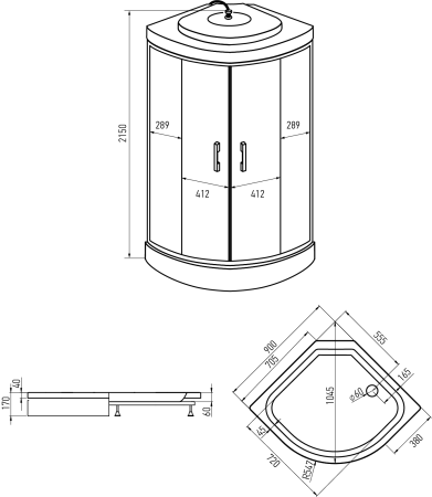 душевая кабина ERLIT™ ER3509P-C4-RUS (900*900*2150)