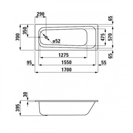 Стальная ванна Laufen Pro 170x70 2249500000401