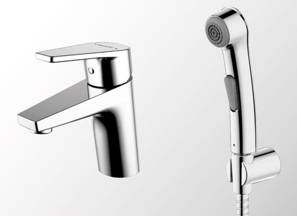 Смеситель для раковины с гигиеническим душем Bravat Line F15299C-2, хром