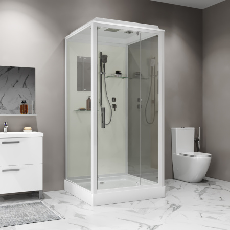 Душевая кабина Niagara Standart ST100/15Q (100х100х215) квадрат,поддон 15см,распашная,проф.белый