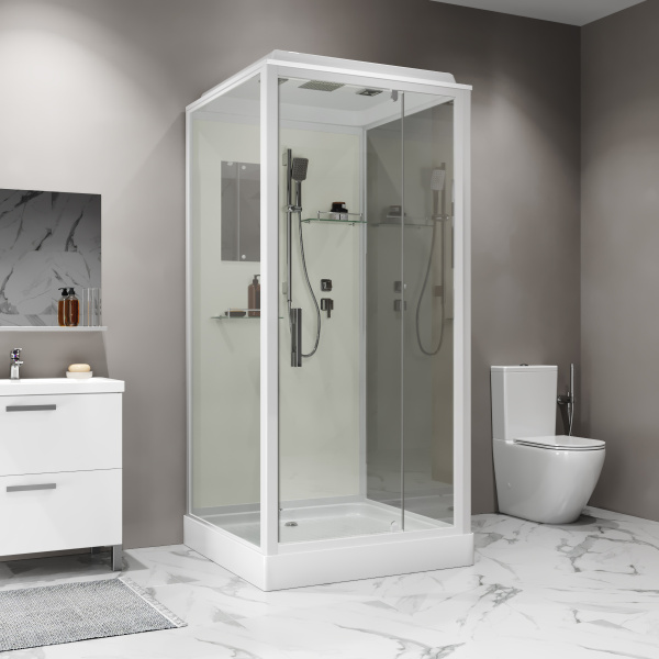 Душевая кабина Niagara Standart ST100/15Q (100х100х215) квадрат,поддон 15см,распашная,проф.белый