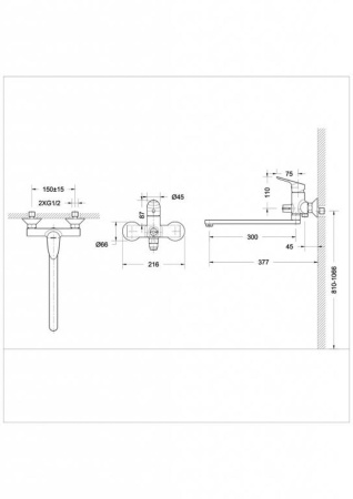 Смеситель для ванны Bravat Drop F64898C-L, хром