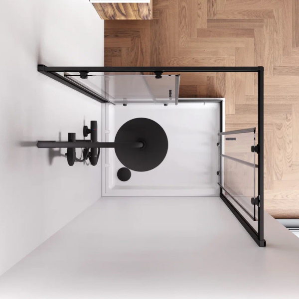 W90G-404-100280-BT Gem Душевое ограждение AM.PM 100х80 прям.,стекло прозрачное, профиль черный мат.,без поддона