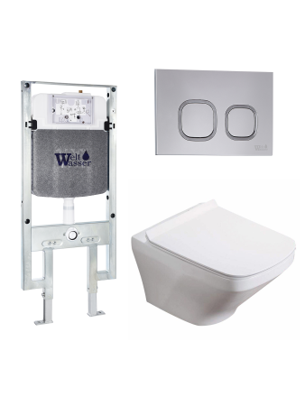 Комплект инсталляции с унитазом Weltwasser AMBERG 497 ST + HOFBACH 041 GL-WT + AMBERG RD-CR