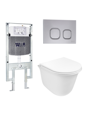 Унитаз с инсталляцией WeltWasser AMBERG 497 ST + TELBACH 004 GL-WT + AMBERG RD-CR