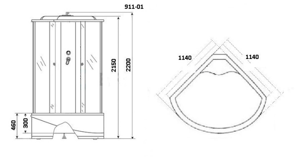 Душевая кабина Niagara Ultra NG-911-01 (115х115х220) высокий поддон(46см),стекло тонированное,4 места
