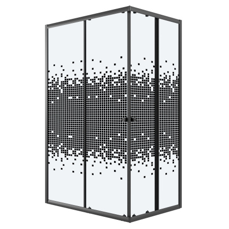 Душевое ограждение Niagara Eco NG-1018-14QBLACK (100х80х190) прямоугольник,раздвижное,черный,стекло мозаика,1 место