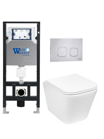 Комплект инсталляции с унитазом Weltwasser AMBERG 506 + GELBACH 043 GL-WT + AMBERG RD-MT CR