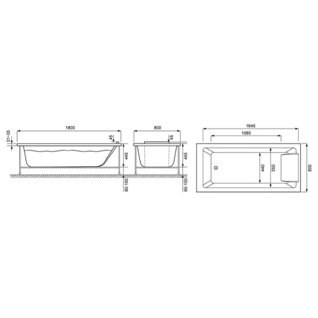 Акриловая ванна Jacob Delafon Sofa 180x80 Е60516RU-00 без гидромассажа